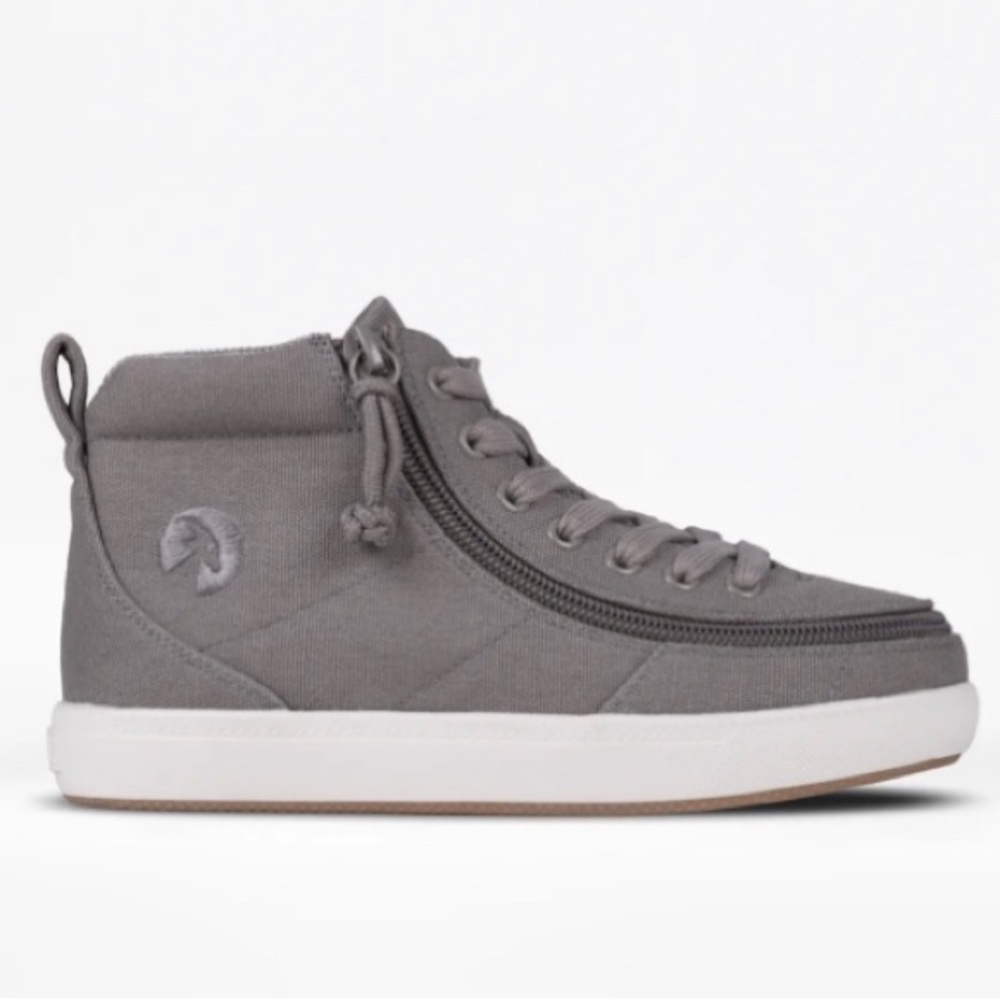Gray High-Top Sneakers with Side Zipper and AFO friendly